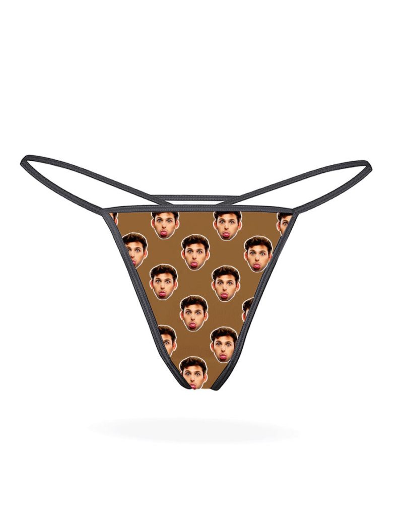 Face brown thongs