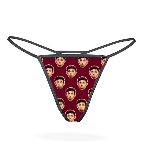 Face burgundy thongs