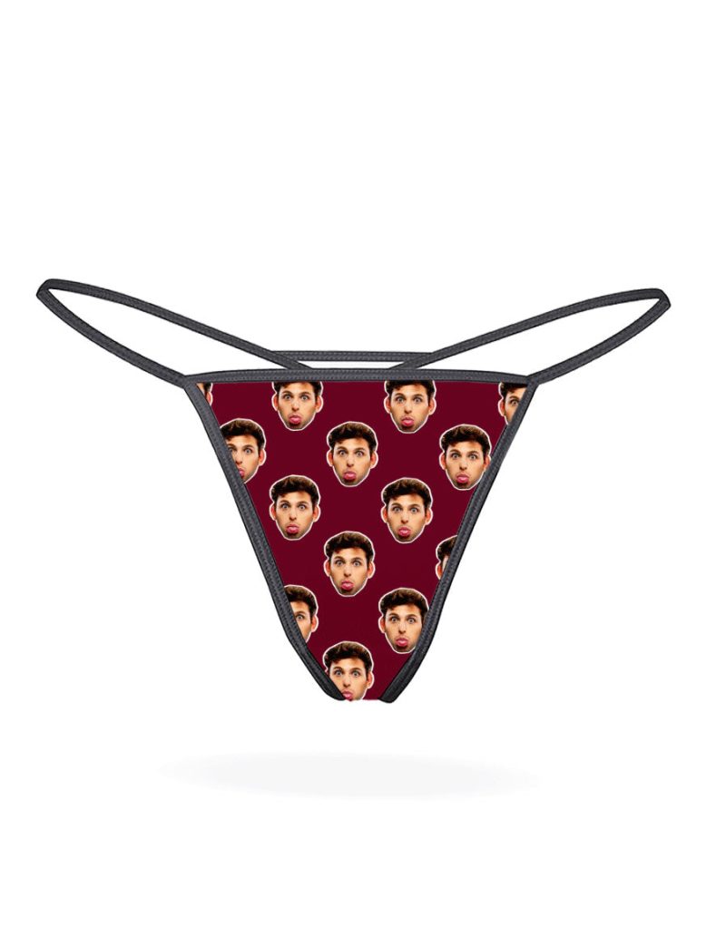 Face burgundy thongs