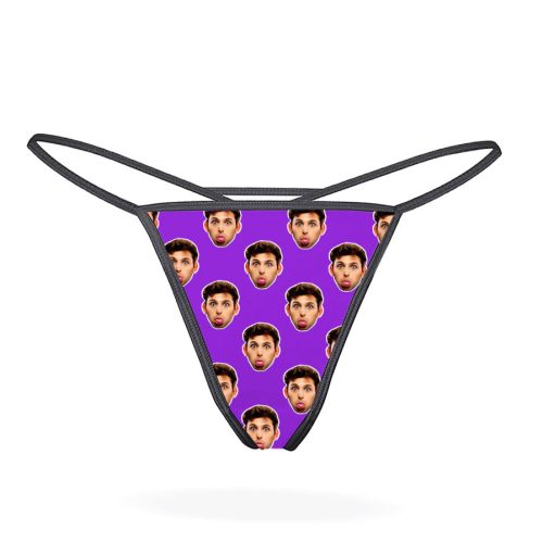 Face purple thongs