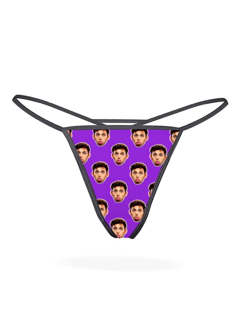 Face purple thongs