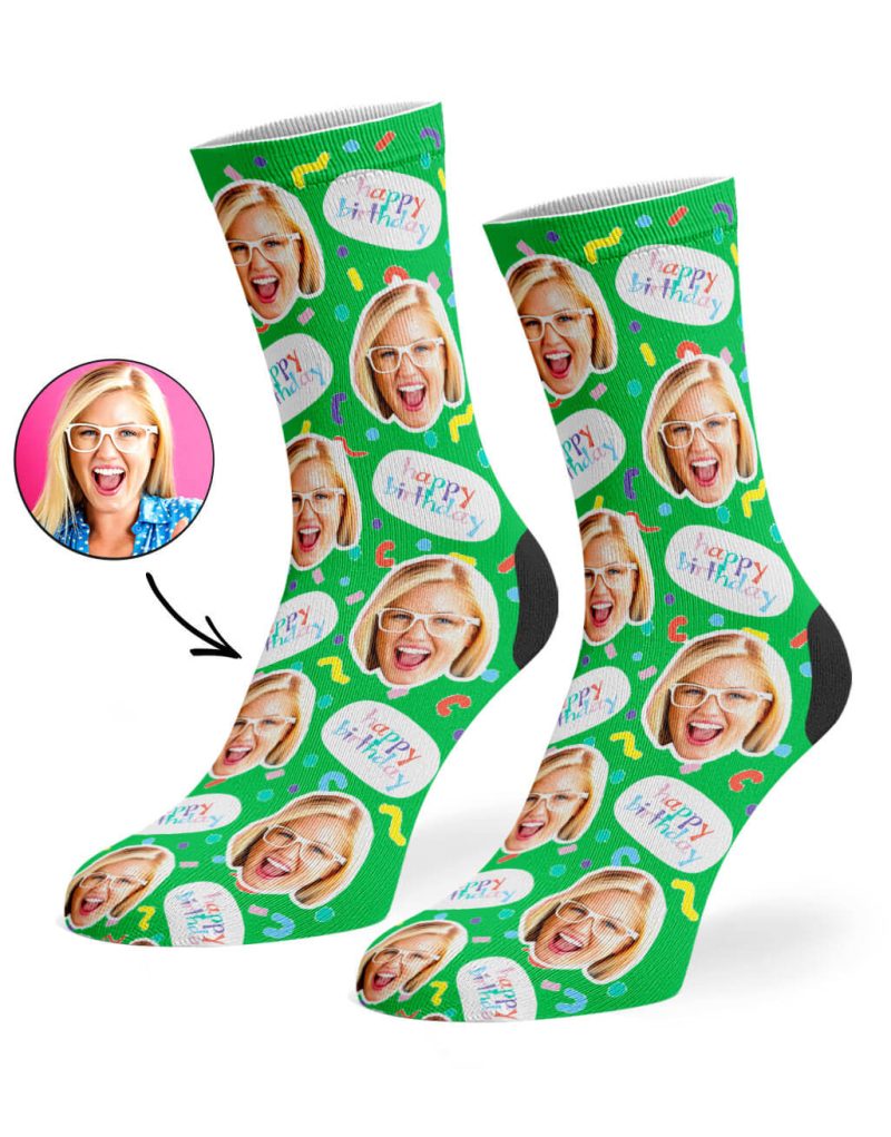 Green Birthday Squiggle Socks