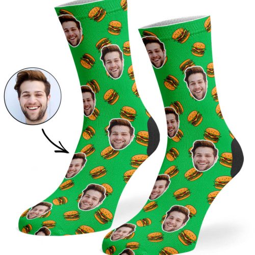 Green Burger Face Socks