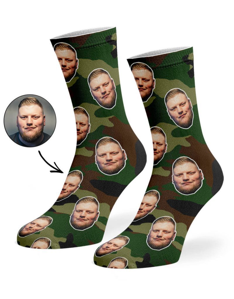 Green Camo Face Socks