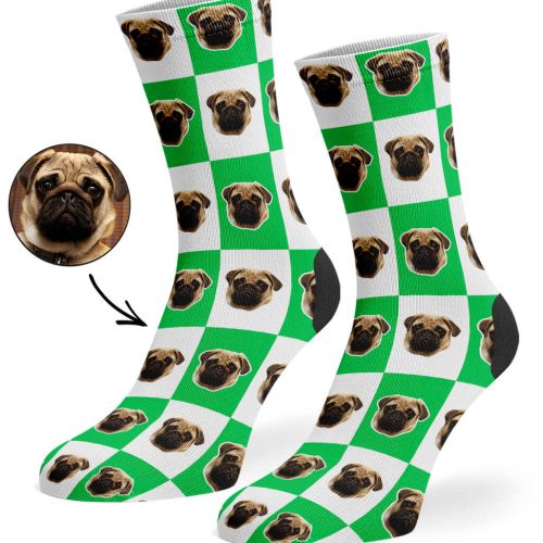 Green Chequered Dog Socks