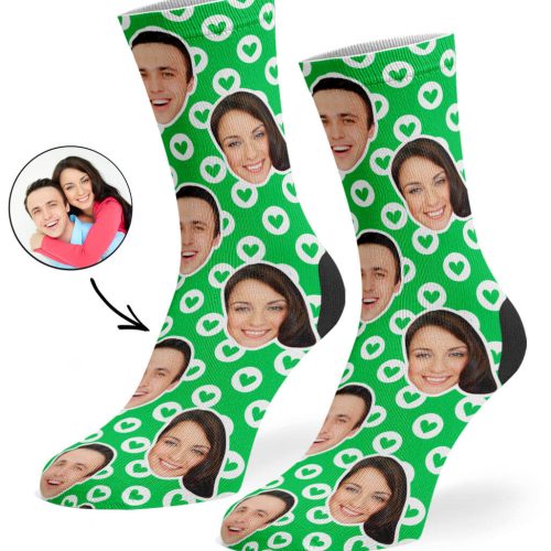 Green Circle Hearts Socks