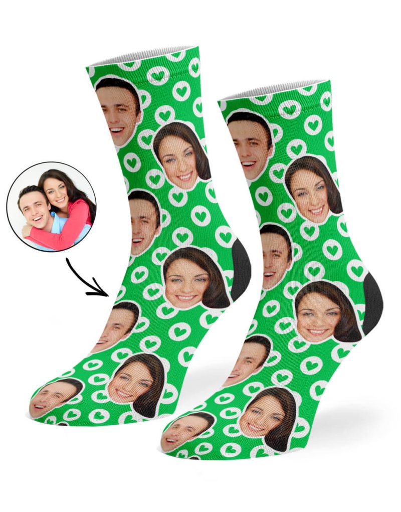 Green Circle Hearts Socks