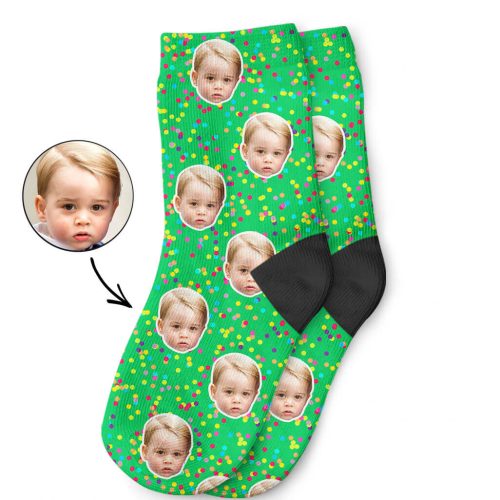 Green Colourful Spot Kids Socks