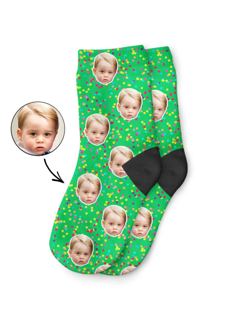 Green Colourful Spot Kids Socks