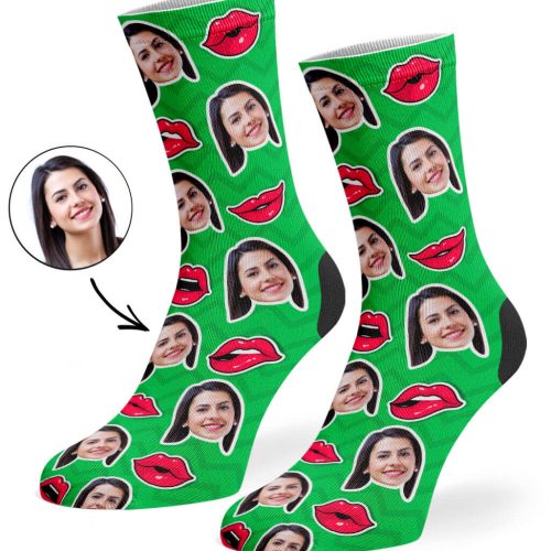 Green Comic Lips Socks