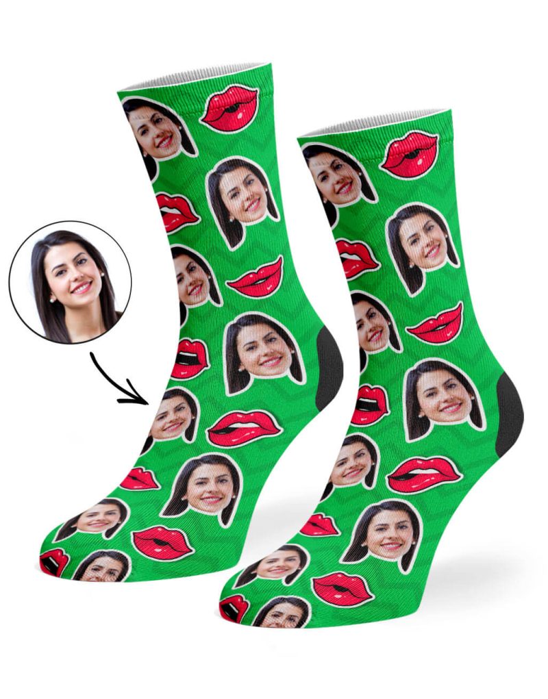 Green Comic Lips Socks