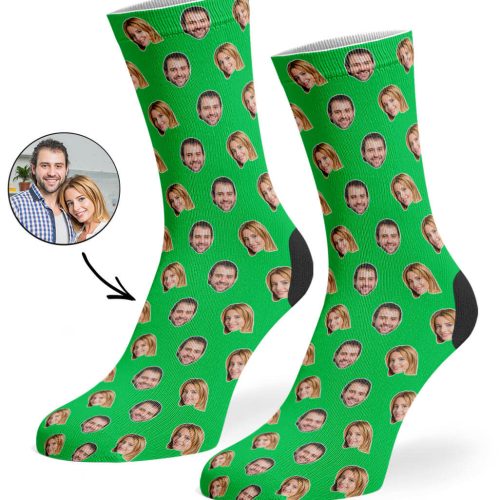 Green Couples Face Pattern Socks