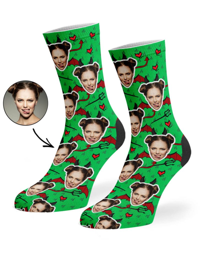 Green Devil Face Socks