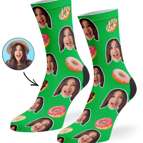 Green Donut Face Socks