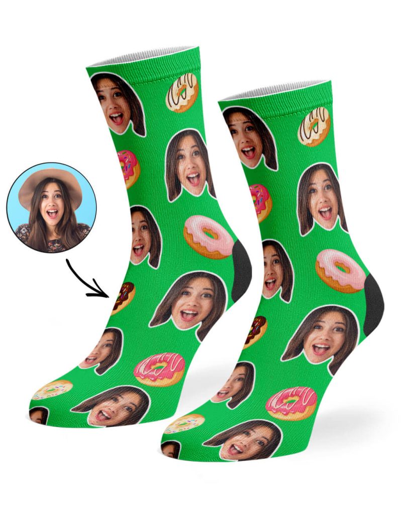 Green Donut Face Socks