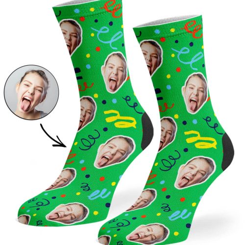 Green Happy Birthday Confetti Socks