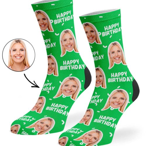 Green Happy Birthday Socks