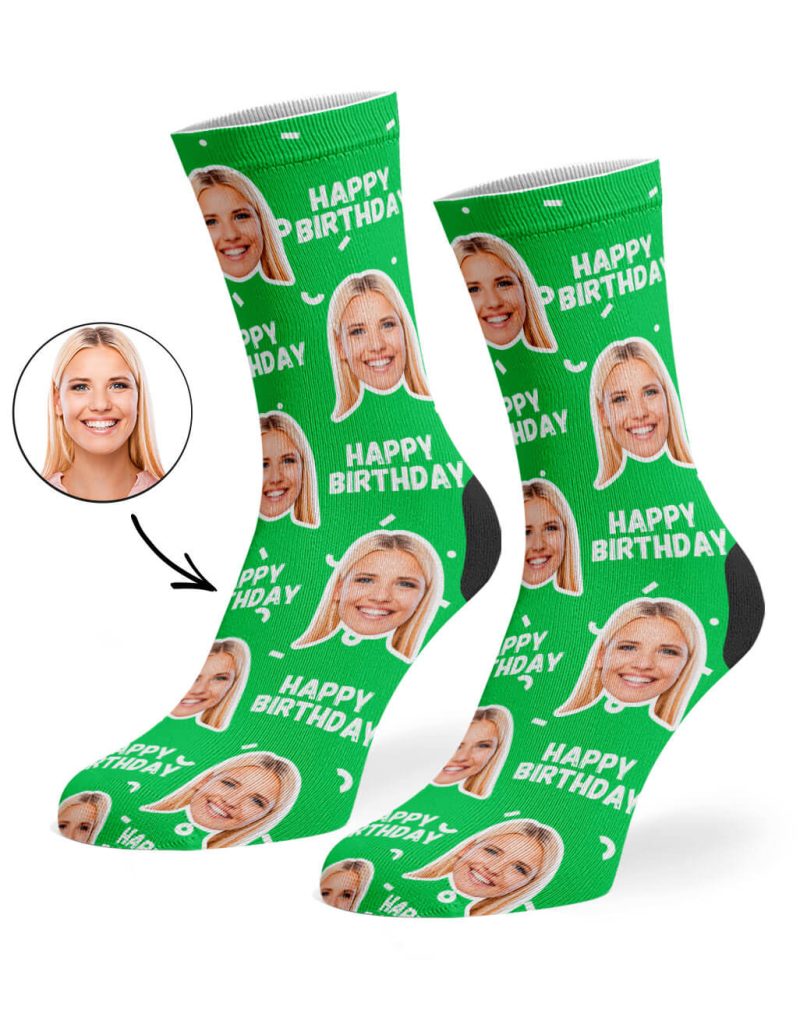 Green Happy Birthday Socks