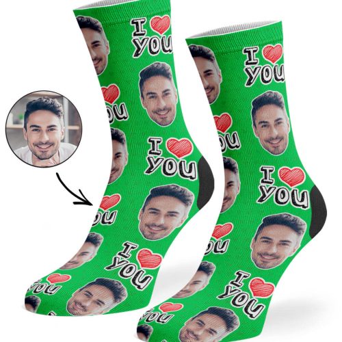 Green I Heart You Socks