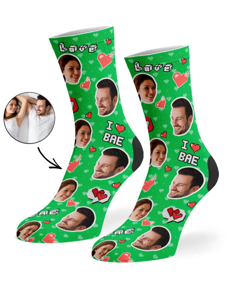 Green I Love Bae Socks