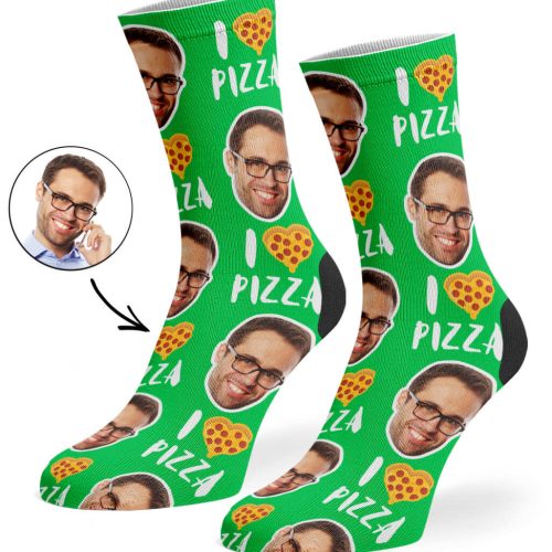 Green I Love Pizza Socks