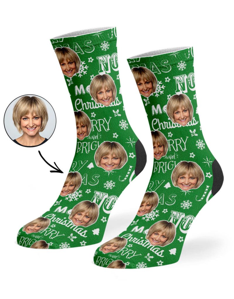 Green Merry Christmas Socks