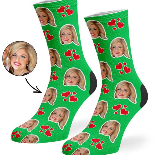 Green My Valentine Face Socks