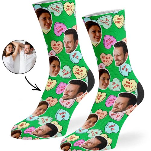 Green Naughty Love Hearts Socks