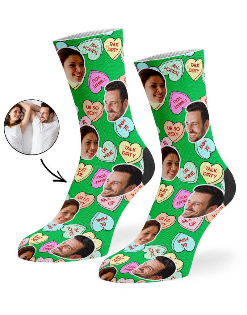 Green Naughty Love Hearts Socks