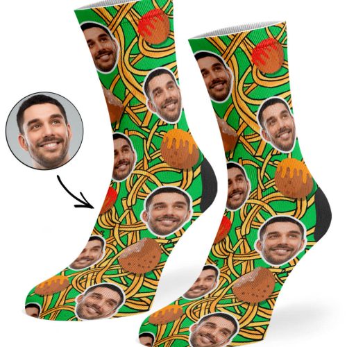 Green Spaghetti Meatballs Socks