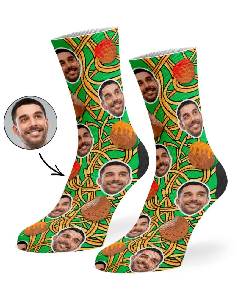 Green Spaghetti Meatballs Socks