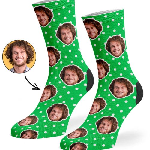 Green Spotty Face Socks