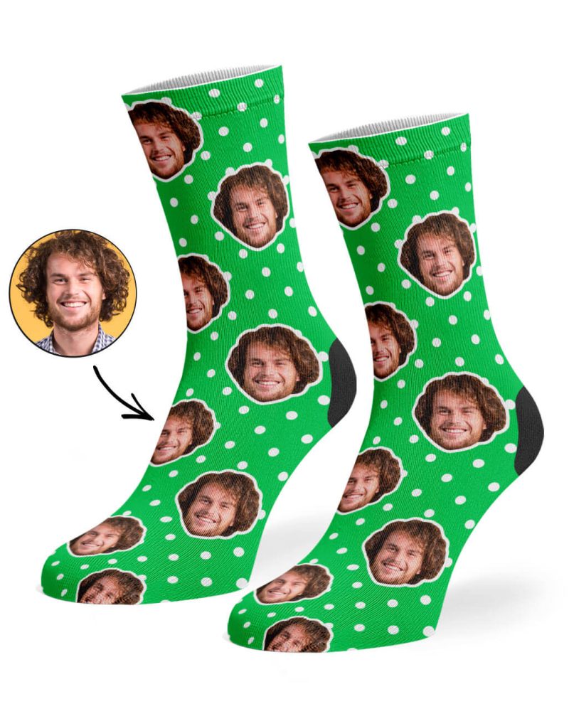 Green Spotty Face Socks