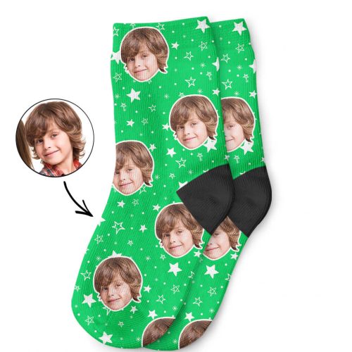 Star Pattern Kids Socks With Their Face On