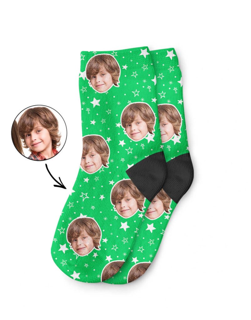 Star Pattern Kids Socks With Their Face On