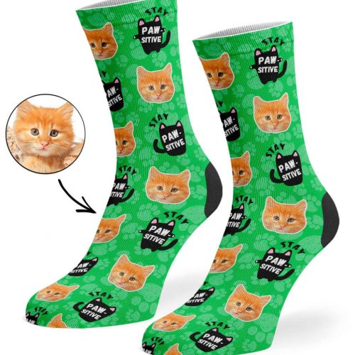 Green Stay Pawsitive Socks