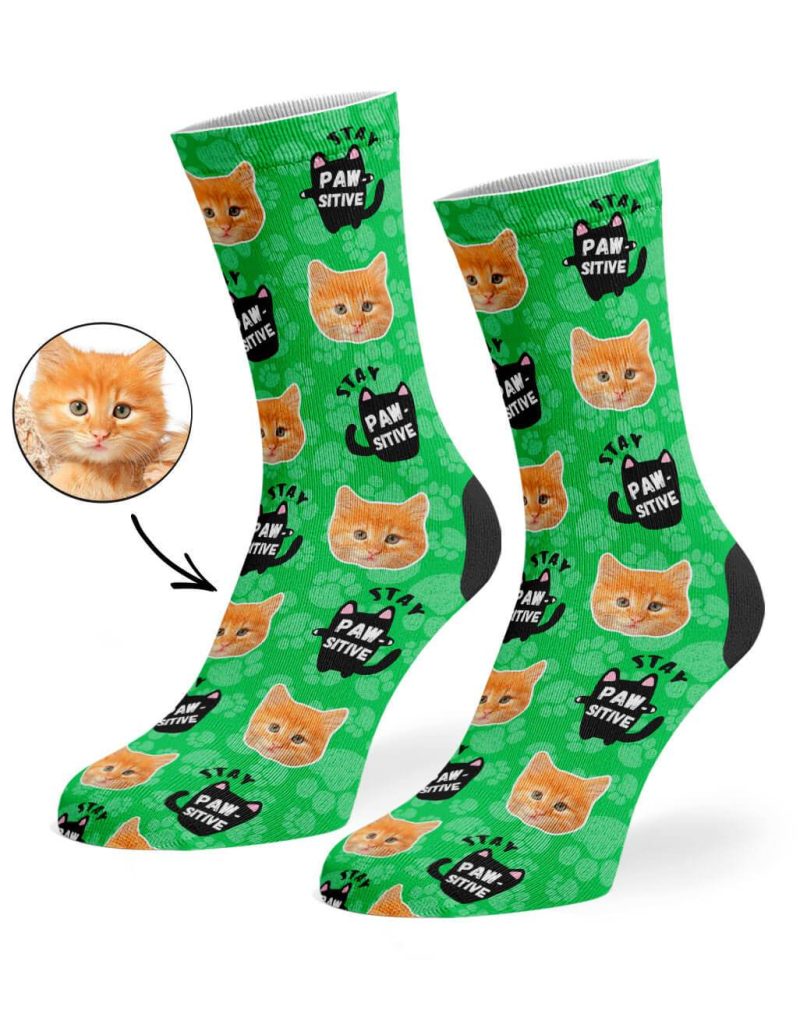 Green Stay Pawsitive Socks