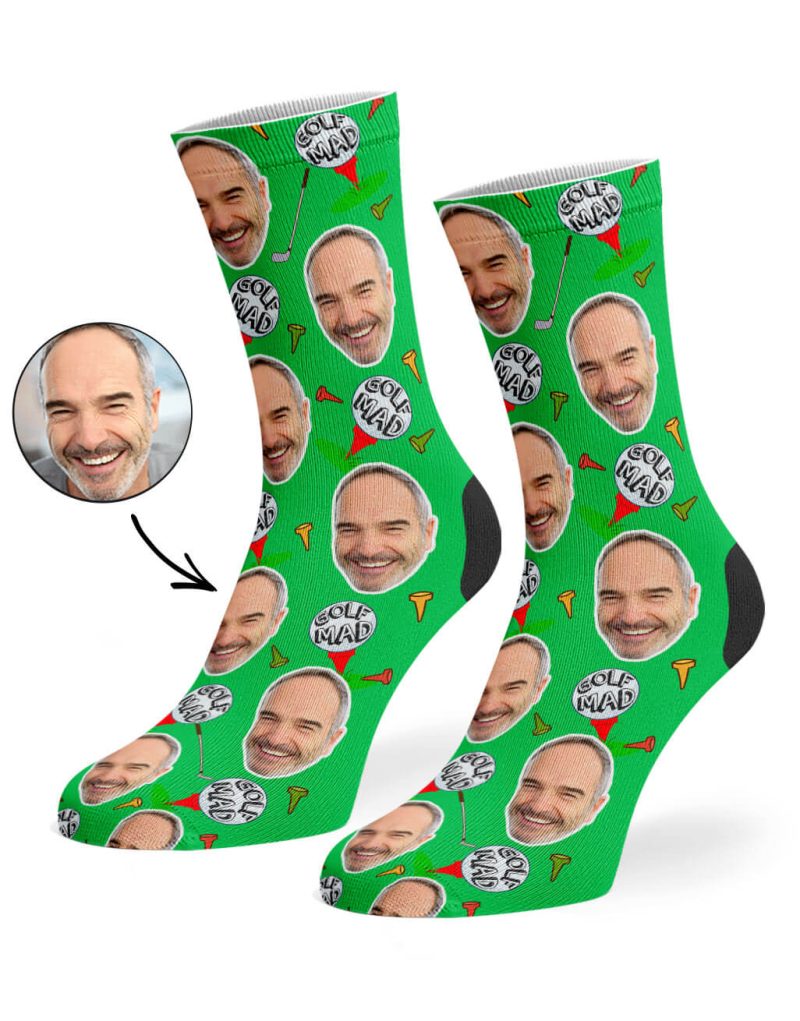 Green Text Golf Mad Socks