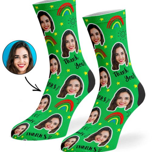 Green Thank You Socks