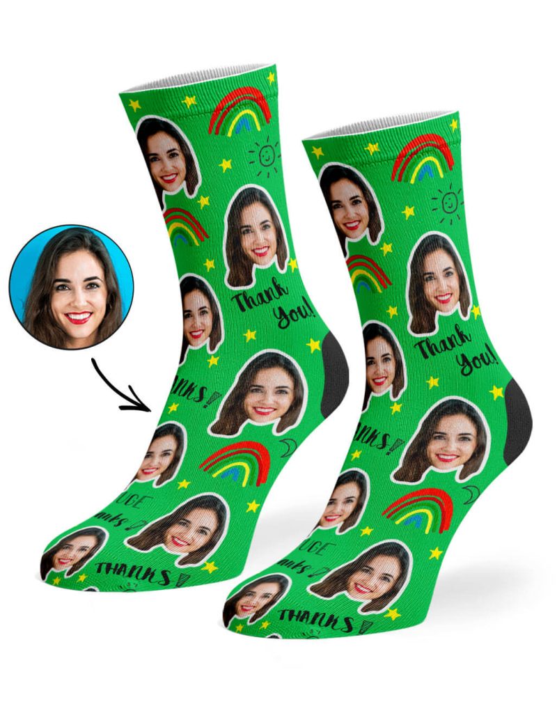 Green Thank You Socks