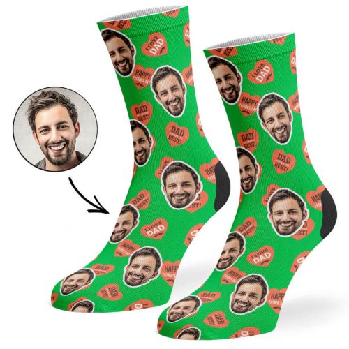 Green Dad Love Hearts Socks