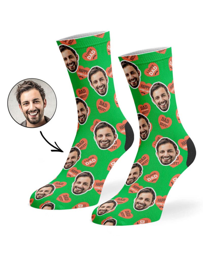 Green Dad Love Hearts Socks