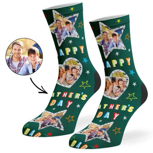 Green Happy Father s Day Collage Socks