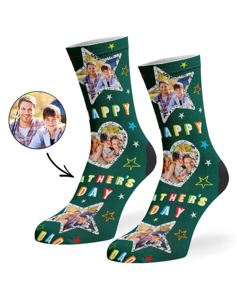 Green Happy Father s Day Collage Socks