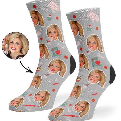 Grey Baker Face Socks