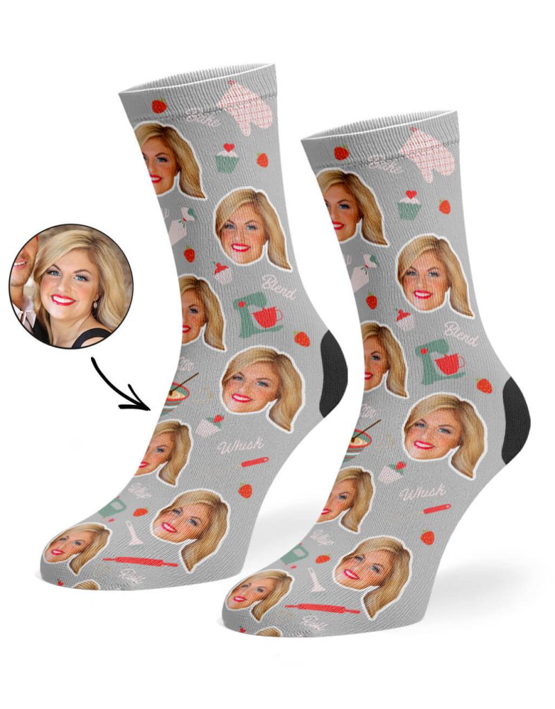 Grey Baker Face Socks