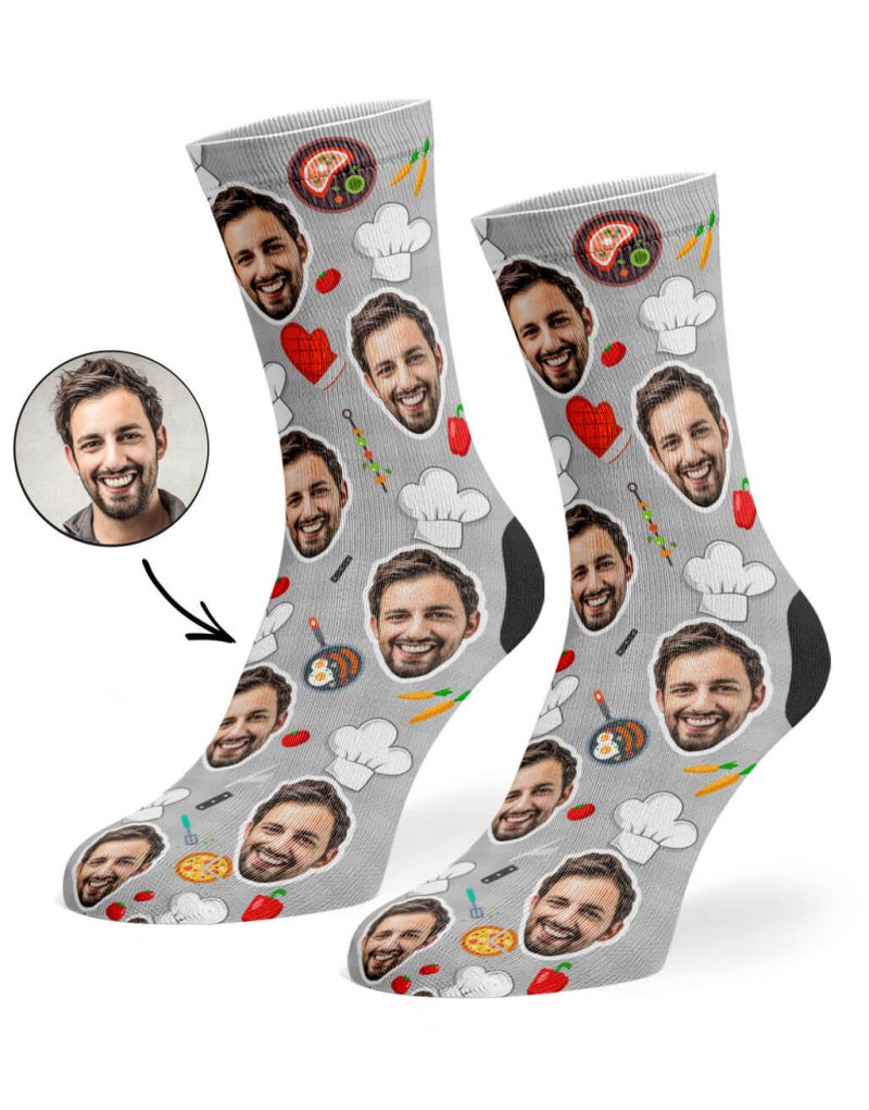 Grey Chef Face Socks