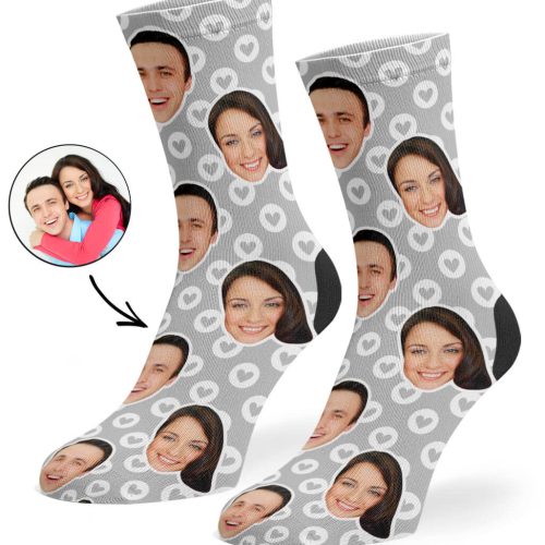 Grey Circle Hearts Socks