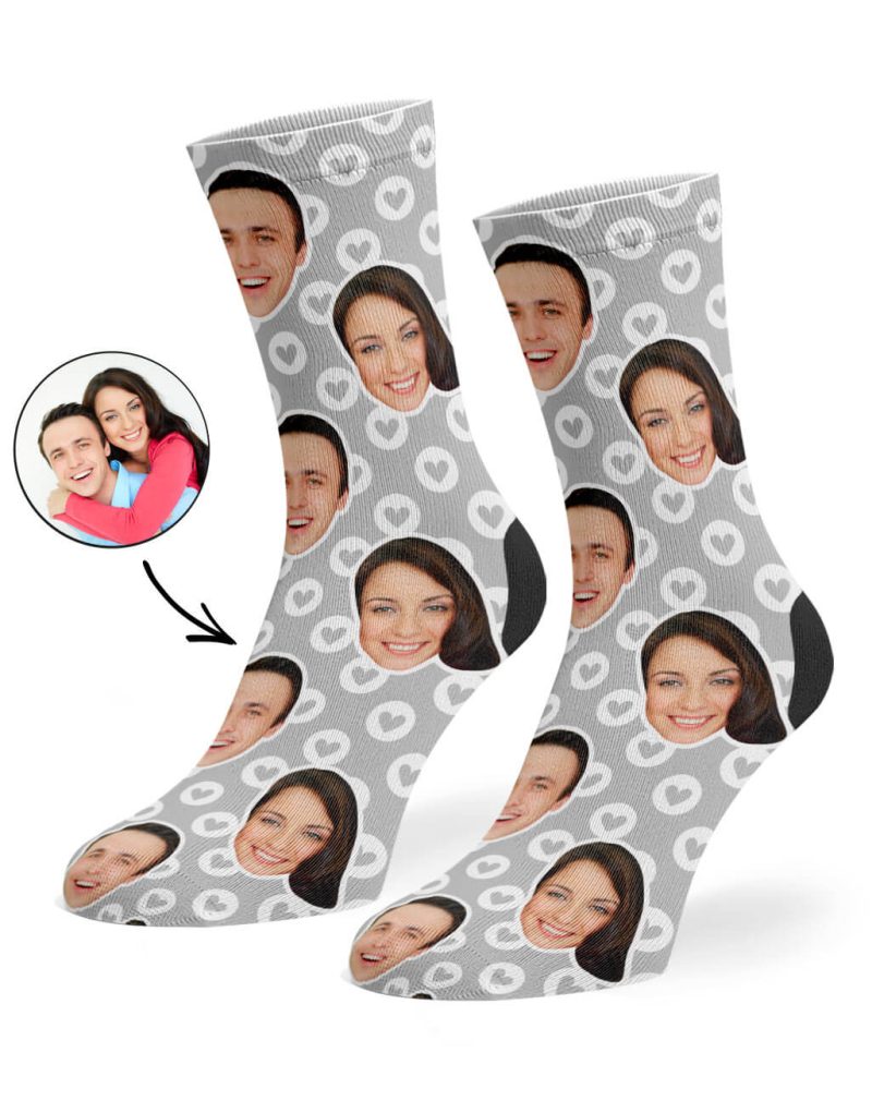 Grey Circle Hearts Socks