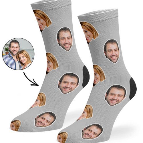 Grey Couple Face Socks